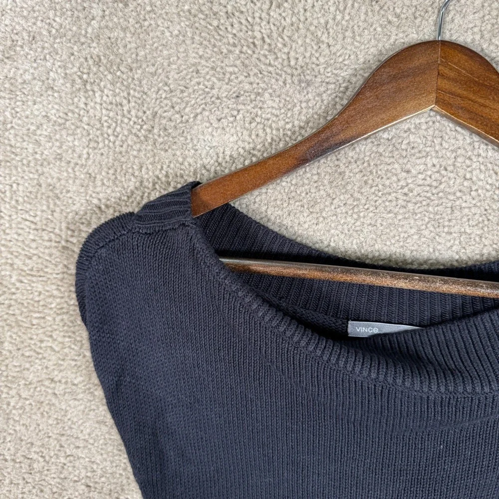 Vince Knit Sweater Tank Women's XS Black Sleeveless Pullover Top Off Shoulder‎